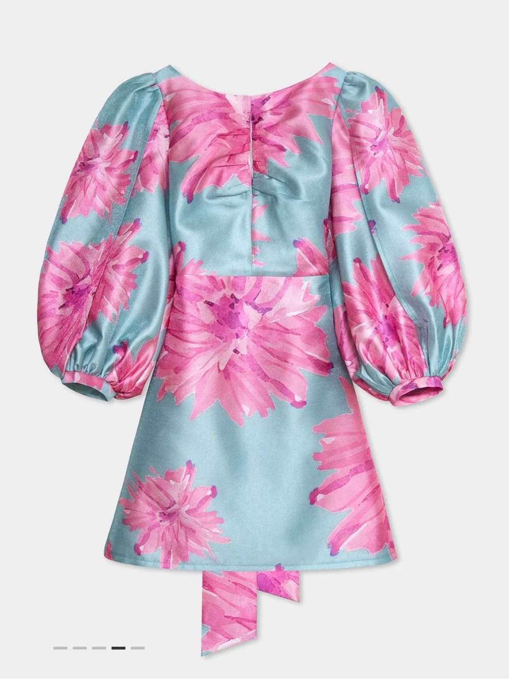 Laagam Liza Solene Pink Floral Puff-Sleeve Mini Dress